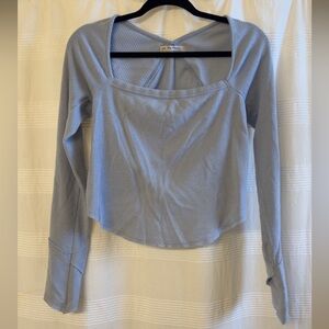 We The Free Free People blue knit long sleeve top